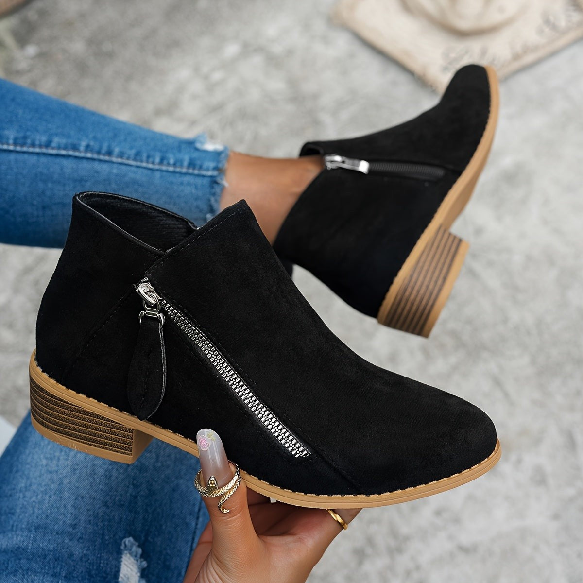 Bottines à zip latéral pour femme, Usage quotidien