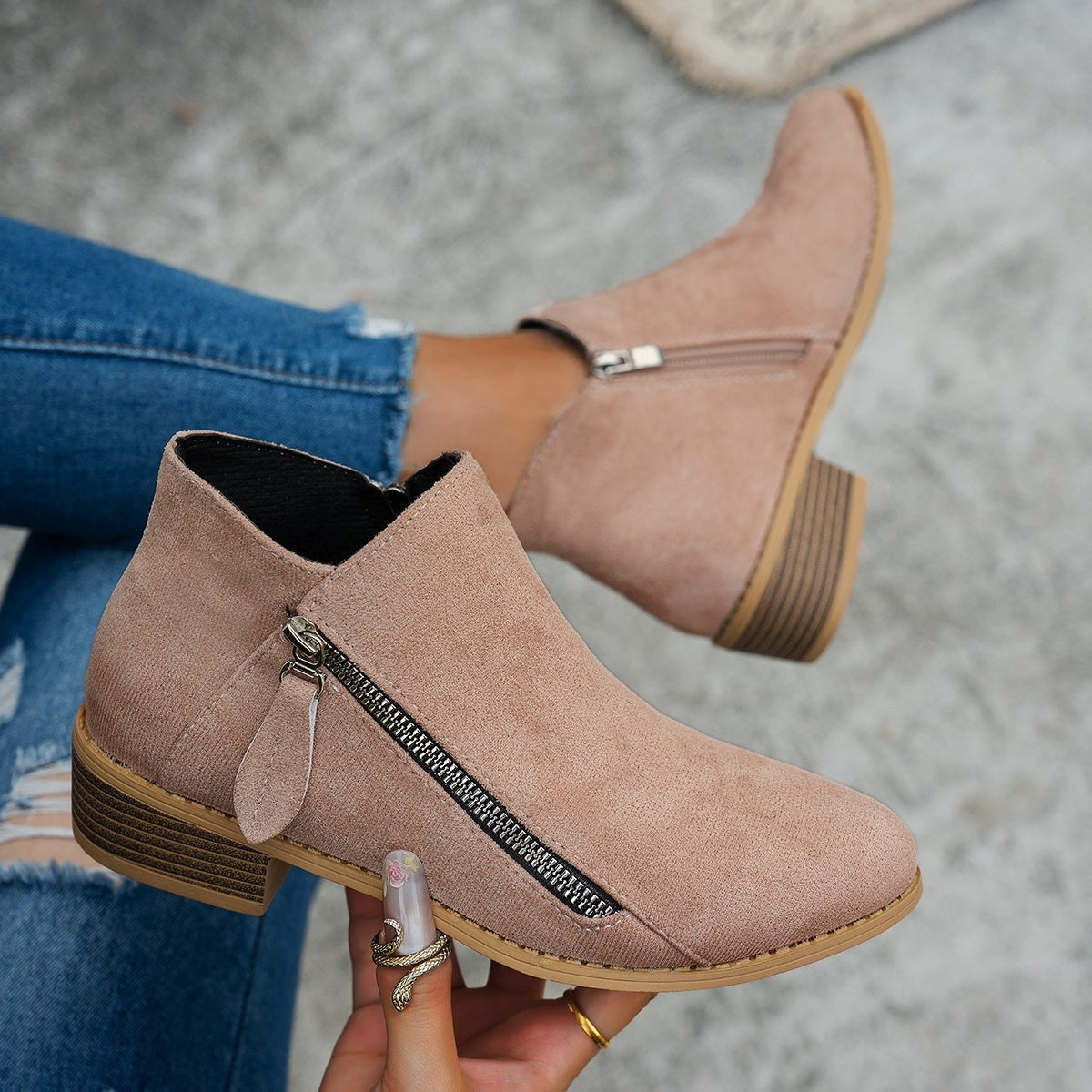 Bottines à zip latéral pour femme, Usage quotidien