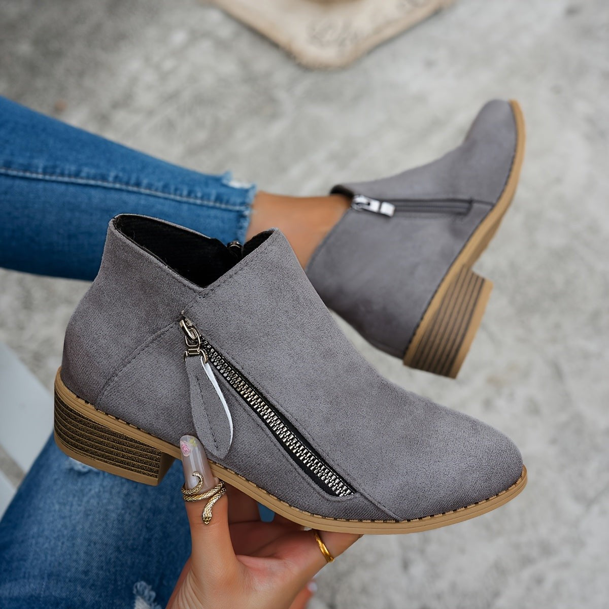 Bottines à zip latéral pour femme, Usage quotidien