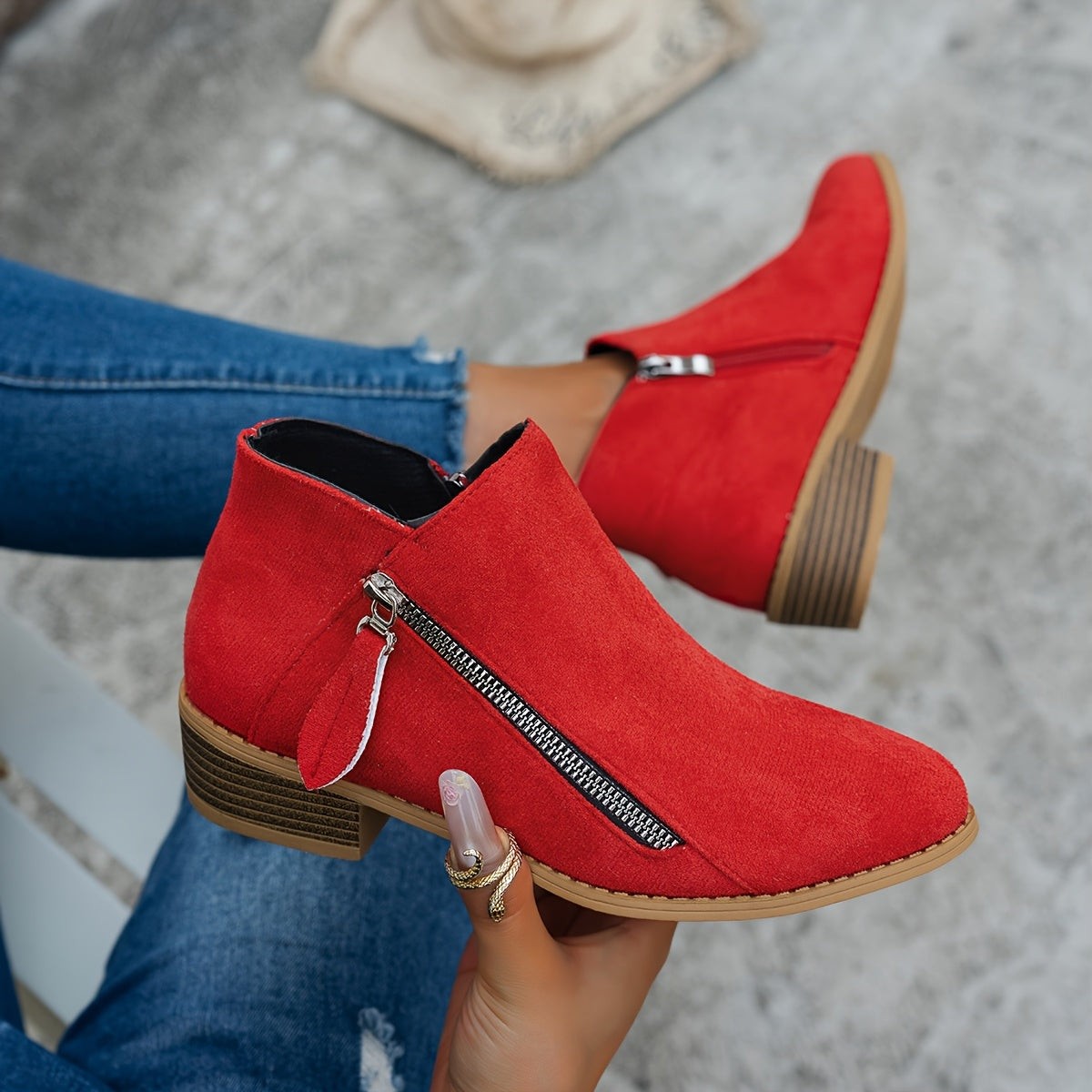 Bottines à zip latéral pour femme, Usage quotidien