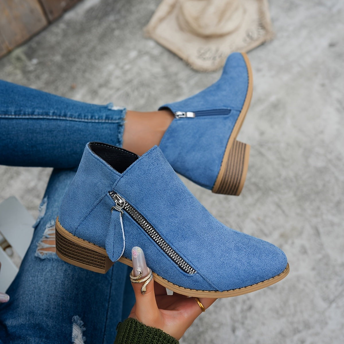Bottines à zip latéral pour femme, Usage quotidien