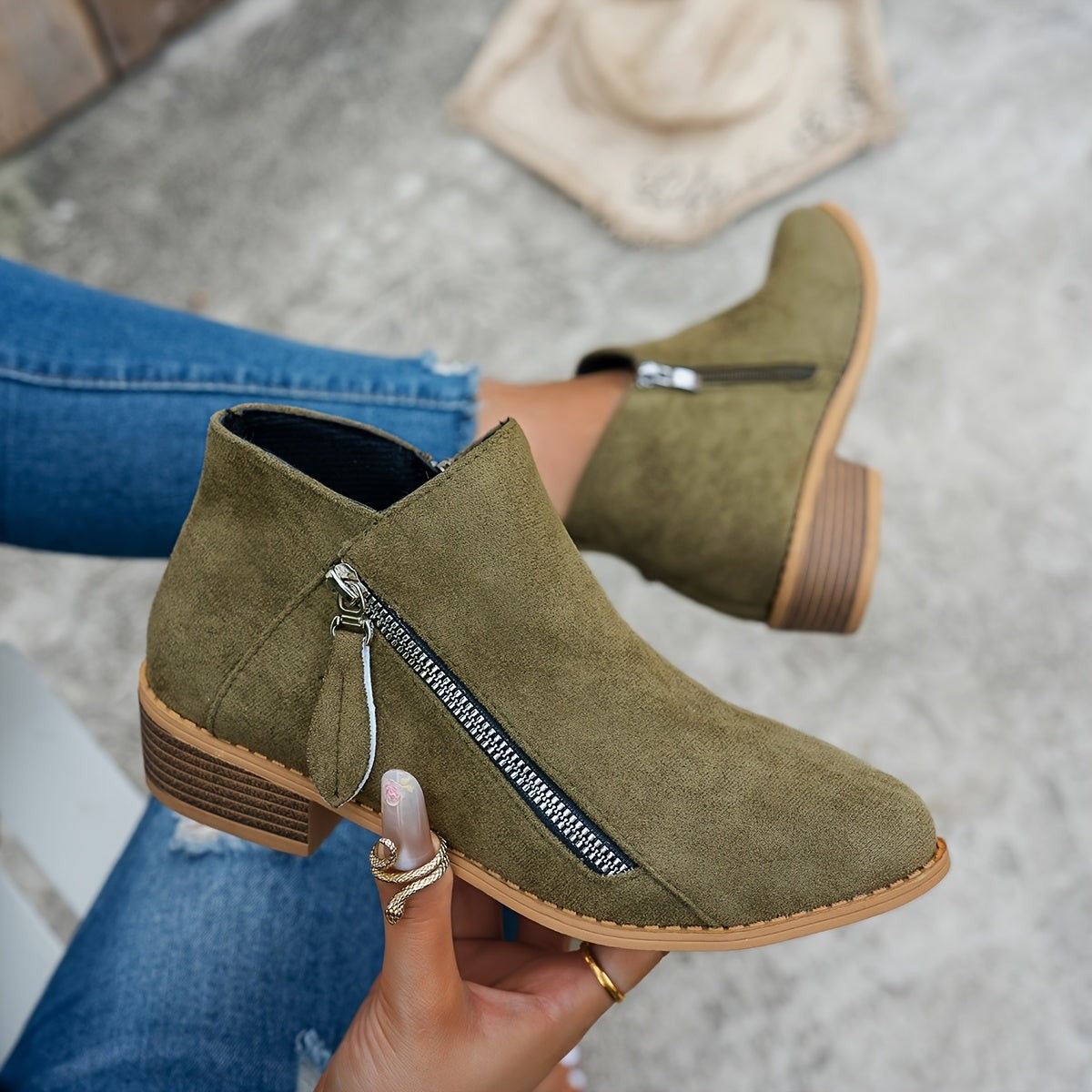 Bottines à zip latéral pour femme, Usage quotidien