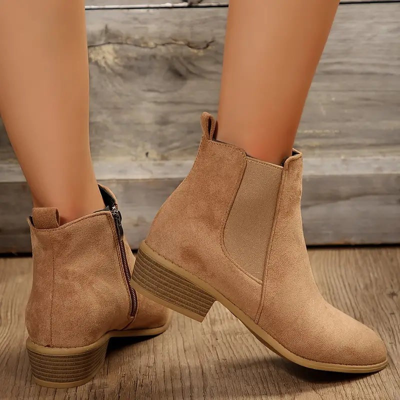 Bottines Chelsea classiques en suédine sans talon pour femme