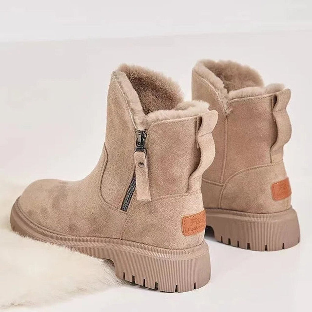 Bottines d'hiver fourrées à plateforme pour femme, fermeture éclair