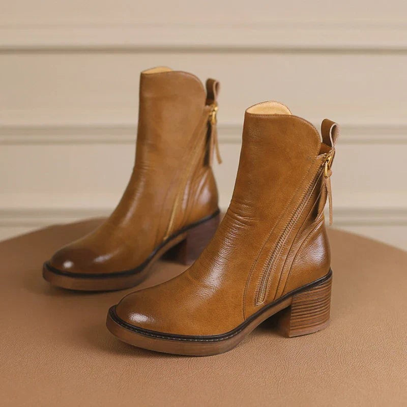 Bottines en cuir marron pour femme