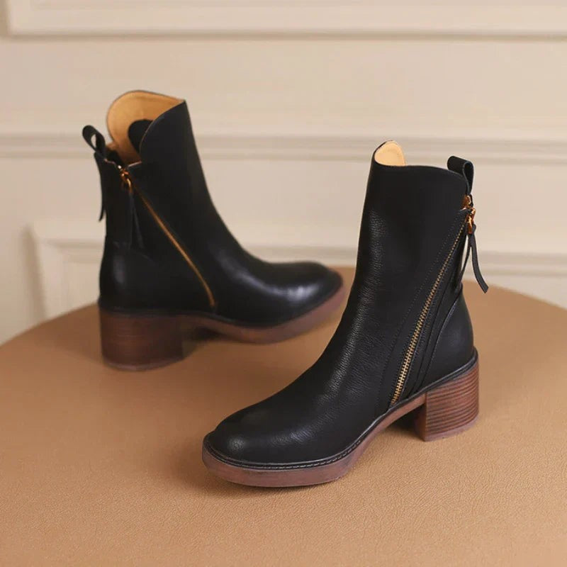 Bottines en cuir marron pour femme