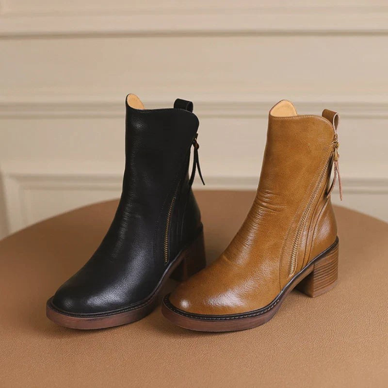 Bottines en cuir marron pour femme