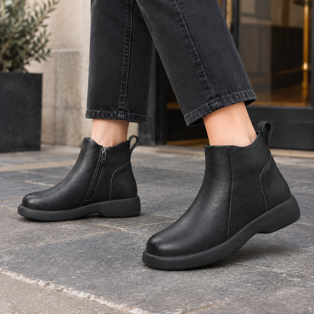 Bottines en cuir marron pour femme