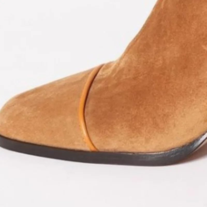 Bottines en daim à talon carré et bout carré pour femme