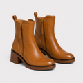 Bottines femme en simili cuir à talon carré zippées