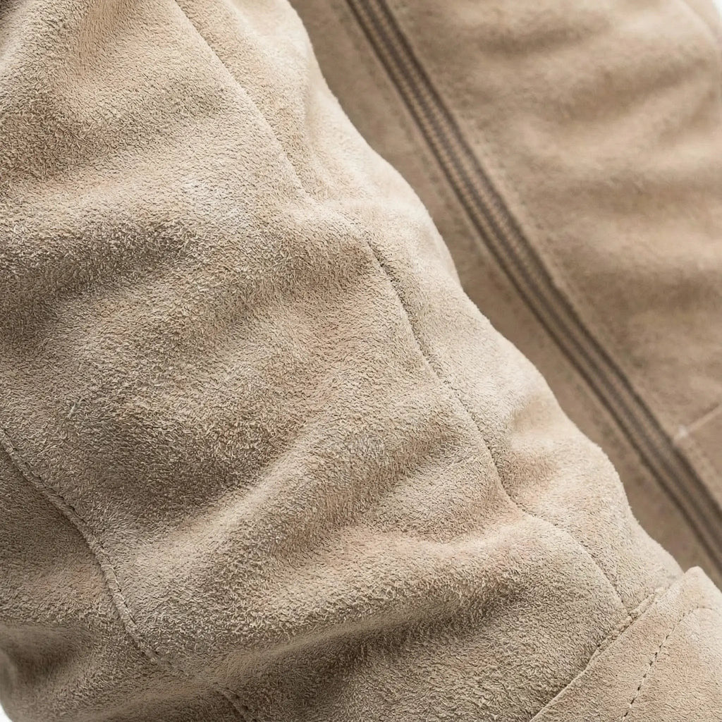 Bottines hauteur genou beige à look ample pour femme