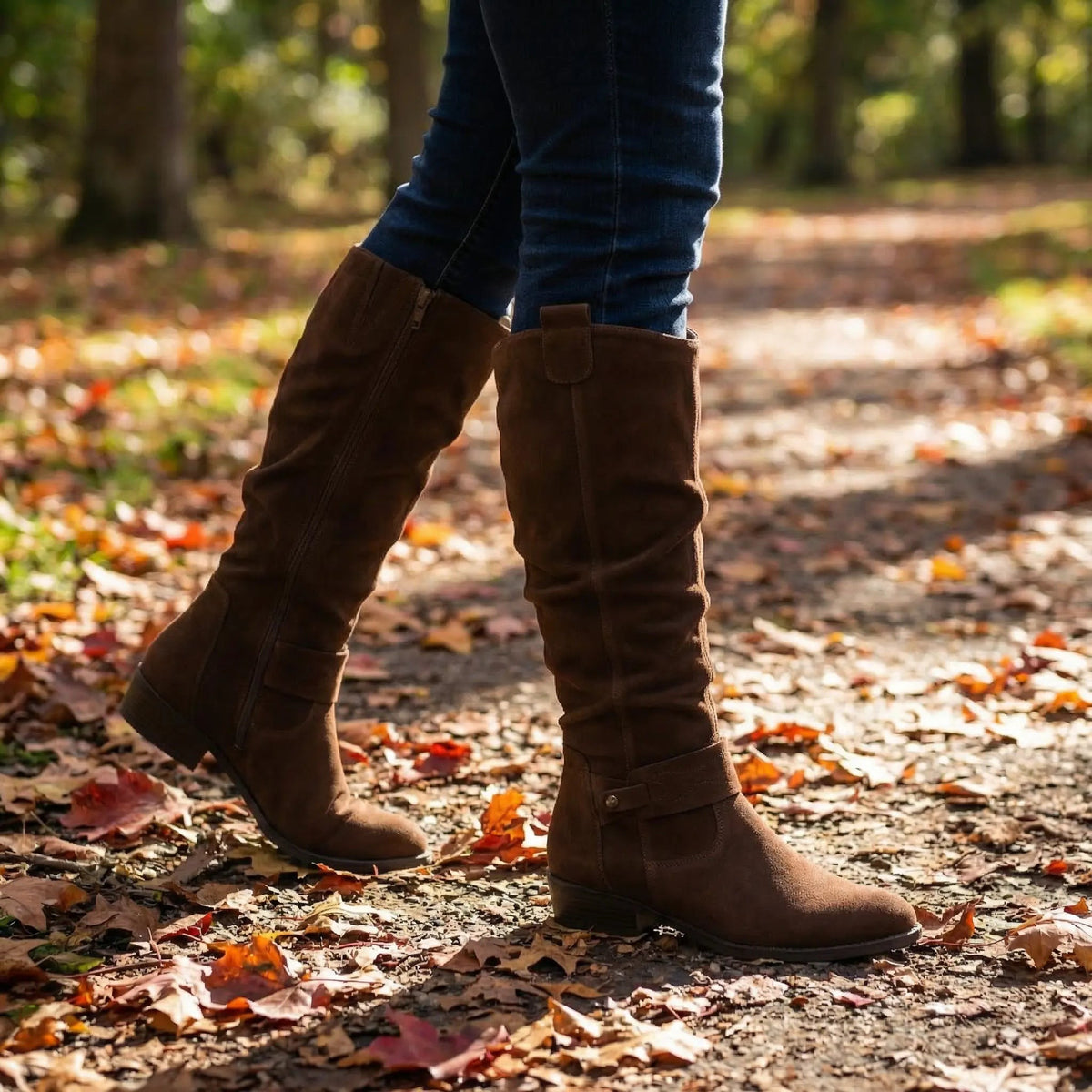Bottines hauteur genou beige à look ample pour femme