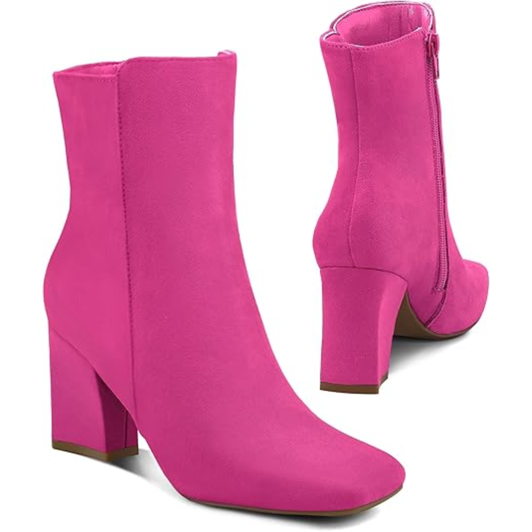 Bottines mi-mollet à talon carré épais pour femme
