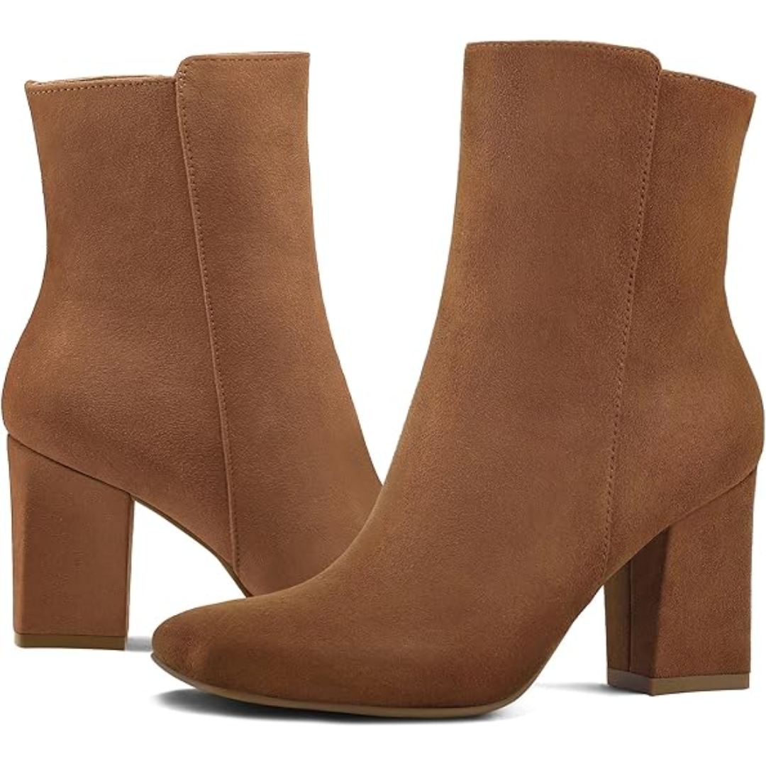 Bottines mi-mollet à talon carré épais pour femme