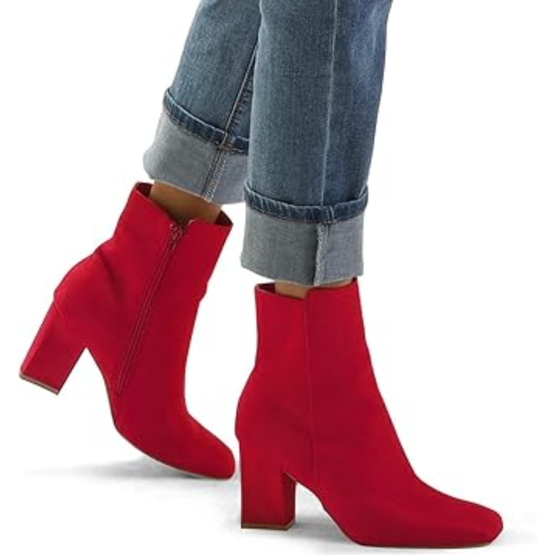 Bottines mi-mollet à talon carré épais pour femme