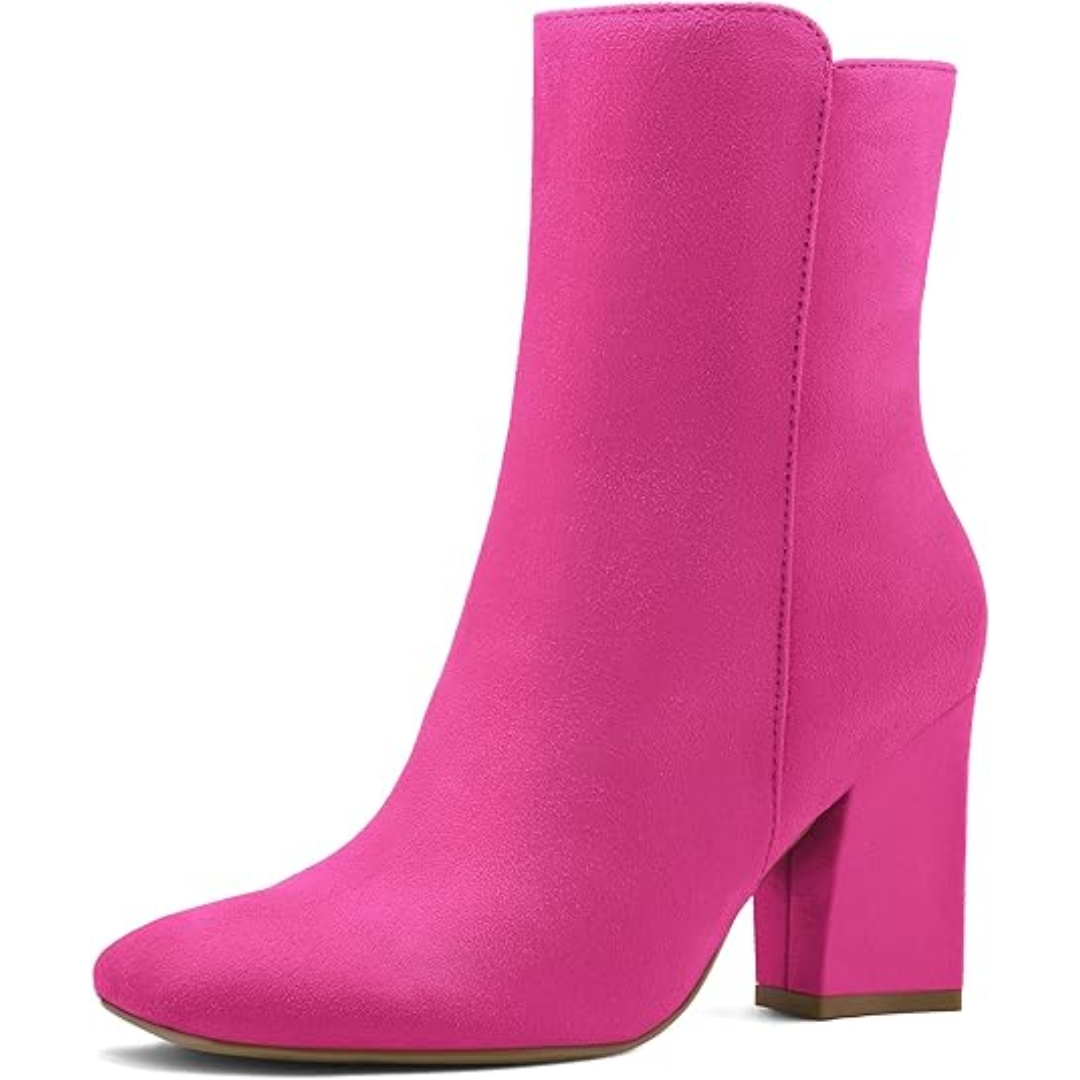 Bottines mi-mollet à talon carré épais pour femme