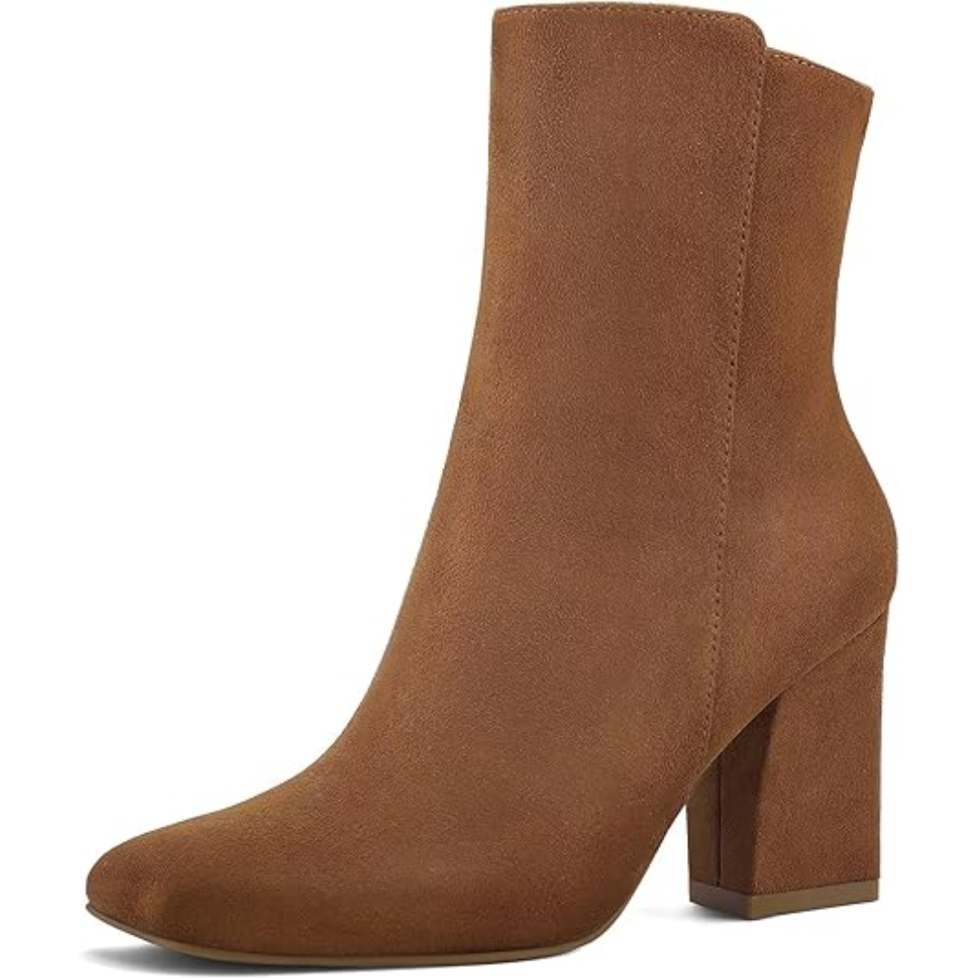 Bottines mi-mollet à talon carré épais pour femme