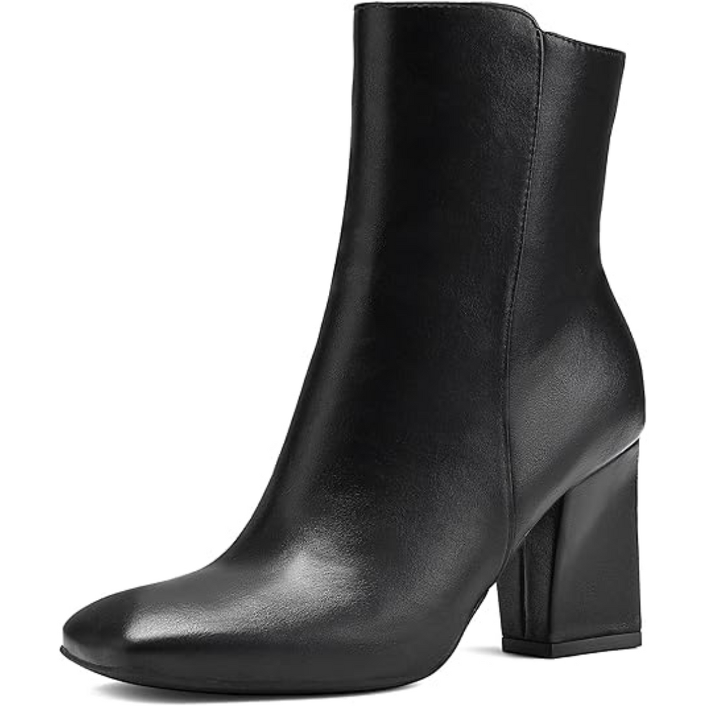 Bottines mi-mollet à talon carré épais pour femme