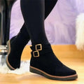 Bottines plates à double boucle et bout rond pour femme, Décontractées