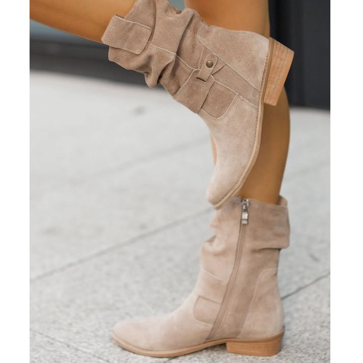Bottines souples en daim beige pour femme, élégantes et décontractées