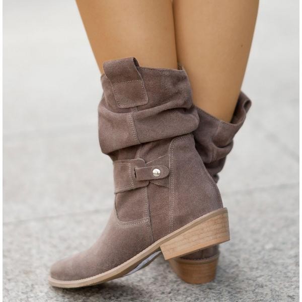Bottines souples en daim beige pour femme, élégantes et décontractées