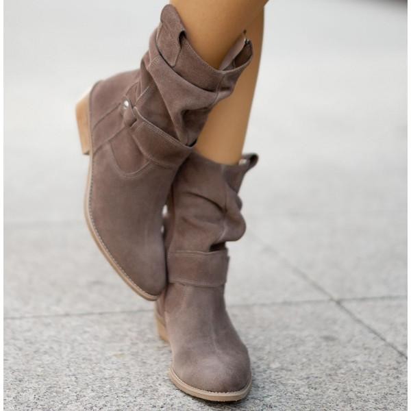 Bottines souples en daim beige pour femme, élégantes et décontractées