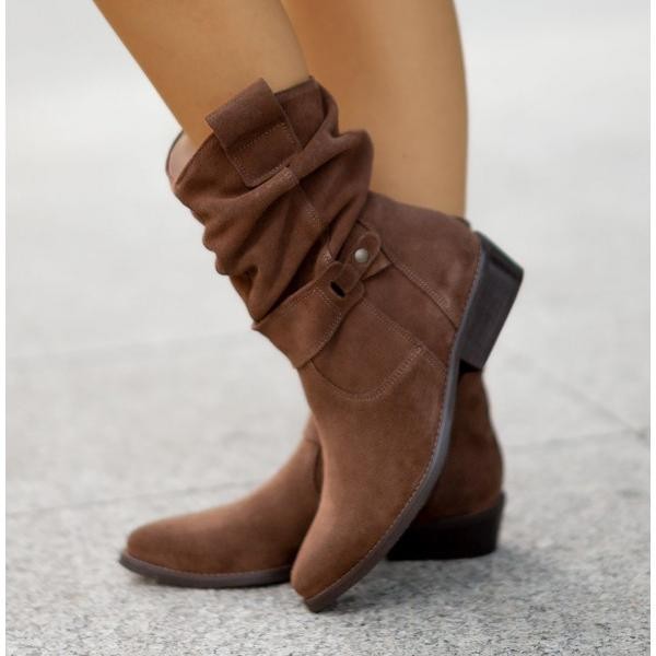 Bottines souples en daim beige pour femme, élégantes et décontractées