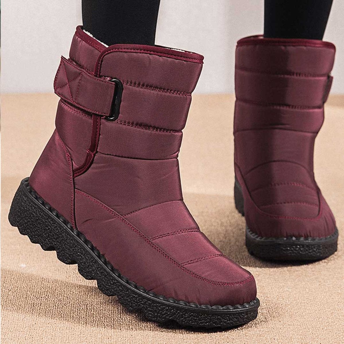 Bottines thermiques imperméables et antidérapantes pour femme, doublées et fourrées
