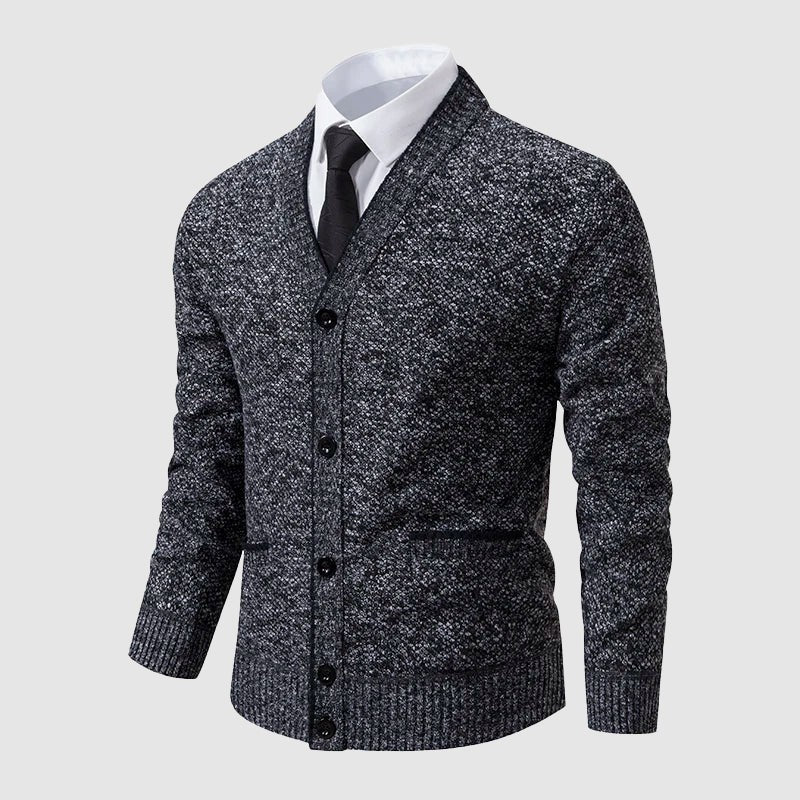 Cardigan boutonné en tricot à col châle pour homme, Pull habillé
