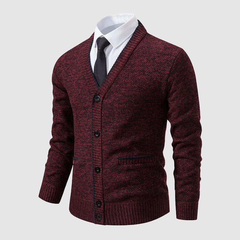 Cardigan boutonné en tricot à col châle pour homme, Pull habillé