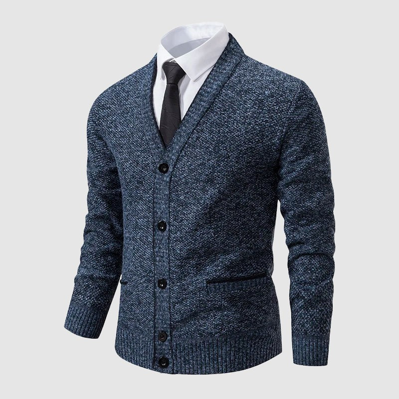 Cardigan boutonné en tricot à col châle pour homme, Pull habillé