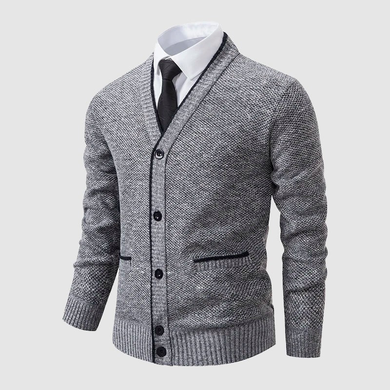 Cardigan boutonné en tricot à col châle pour homme, Pull habillé
