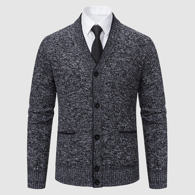 Cardigan boutonné en tricot à col châle pour homme, Pull habillé