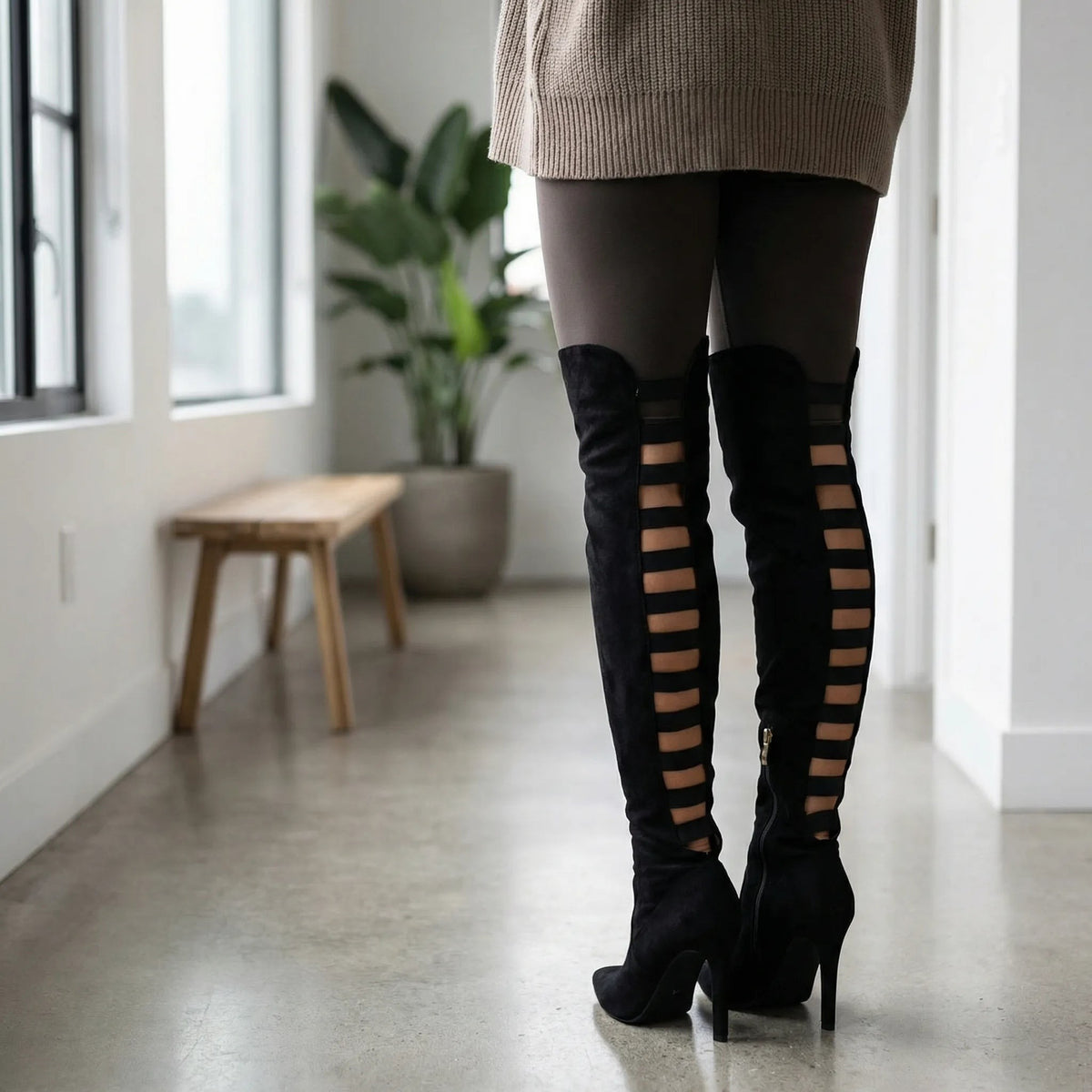 Cuissardes femme à talons hauts - bottes montantes au-dessus du genou