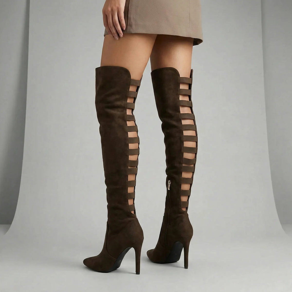 Cuissardes femme à talons hauts - bottes montantes au-dessus du genou