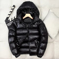 Doudoune courte à capuche en duvet pour homme, Veste d'hiver brillante