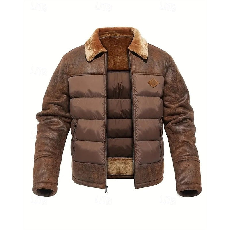 Doudoune homme sans capuche matelassée, doublée pour l'hiver