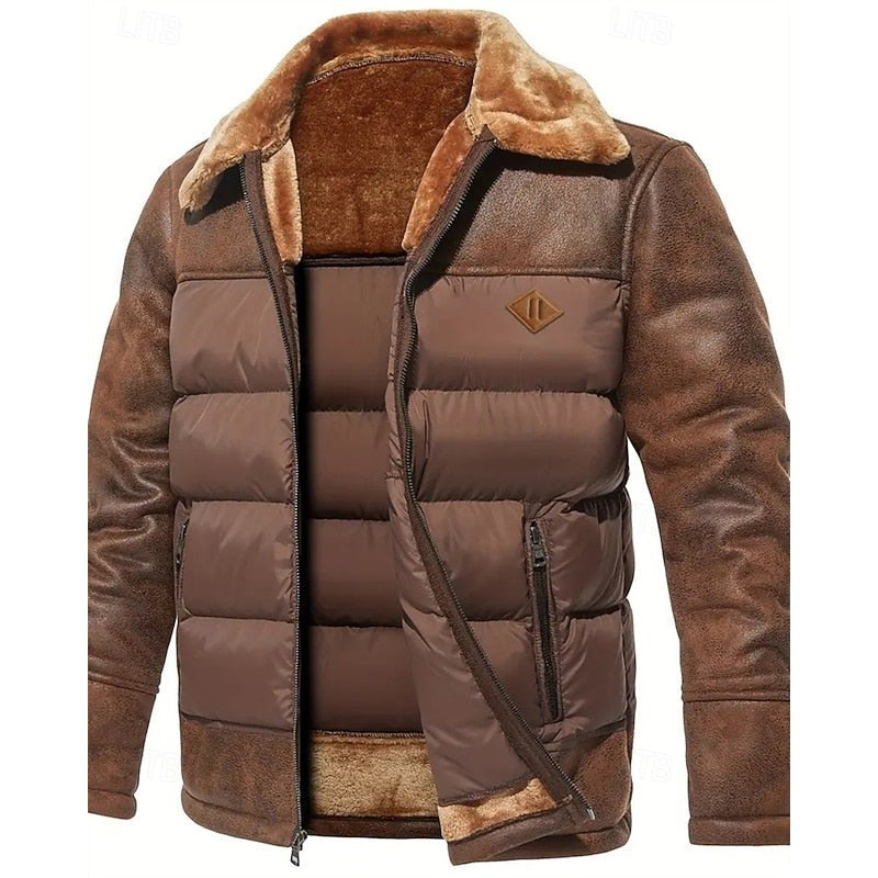 Doudoune homme sans capuche matelassée, doublée pour l'hiver