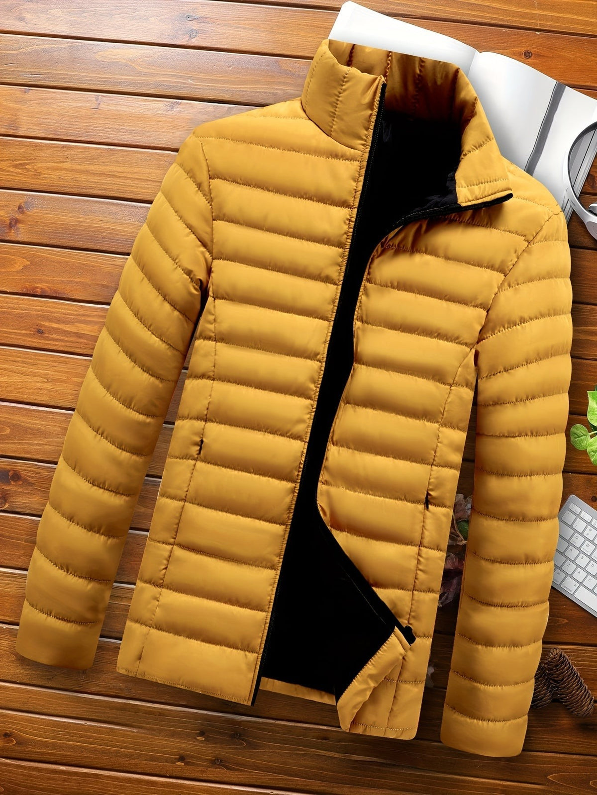 Doudoune homme sans capuche, veste matelassée légère pour l'hiver