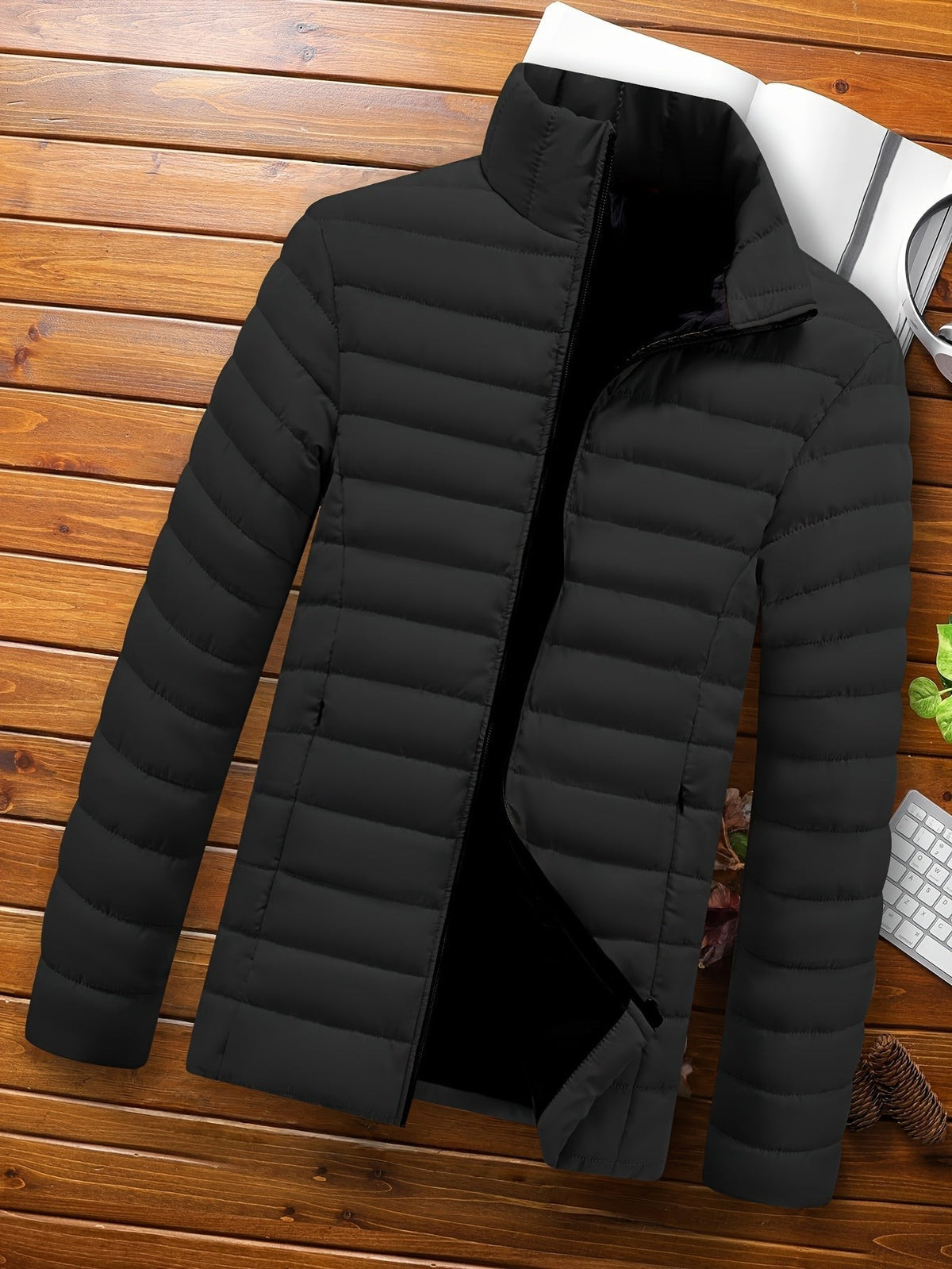 Doudoune homme sans capuche, veste matelassée légère pour l'hiver