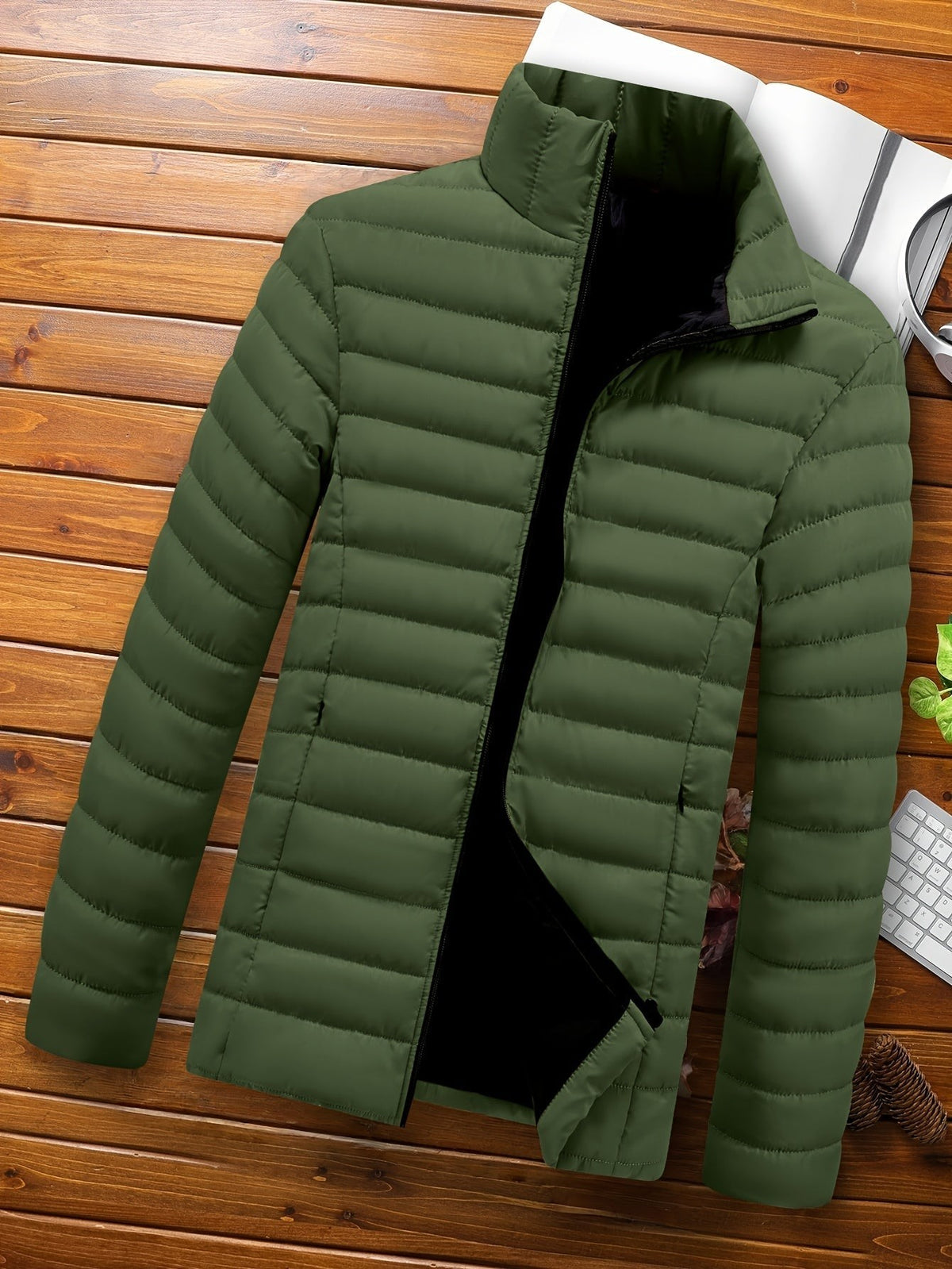 Doudoune homme sans capuche, veste matelassée légère pour l'hiver