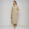 Doudoune longue noire pour femme avec col montant
