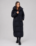 Doudoune longue noire pour femme, coupe élégante