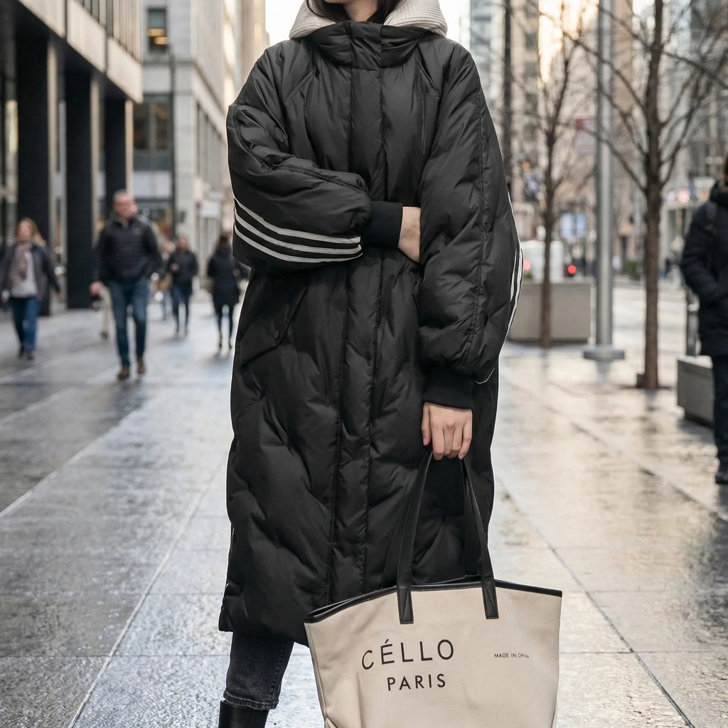 Doudoune oversize femme, manteau matelassé long à capuche
