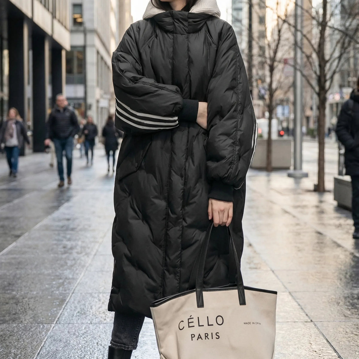 Doudoune oversize femme, manteau matelassé long à capuche