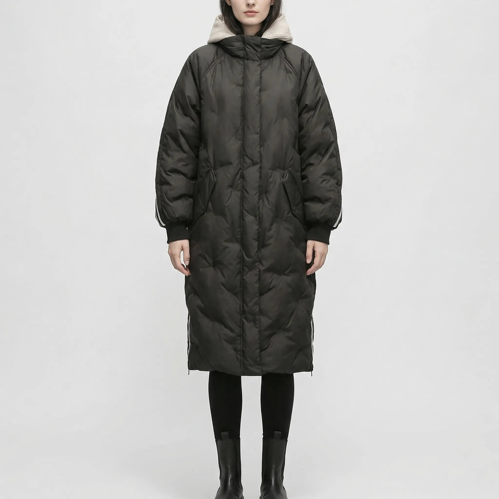 Doudoune oversize femme, manteau matelassé long à capuche