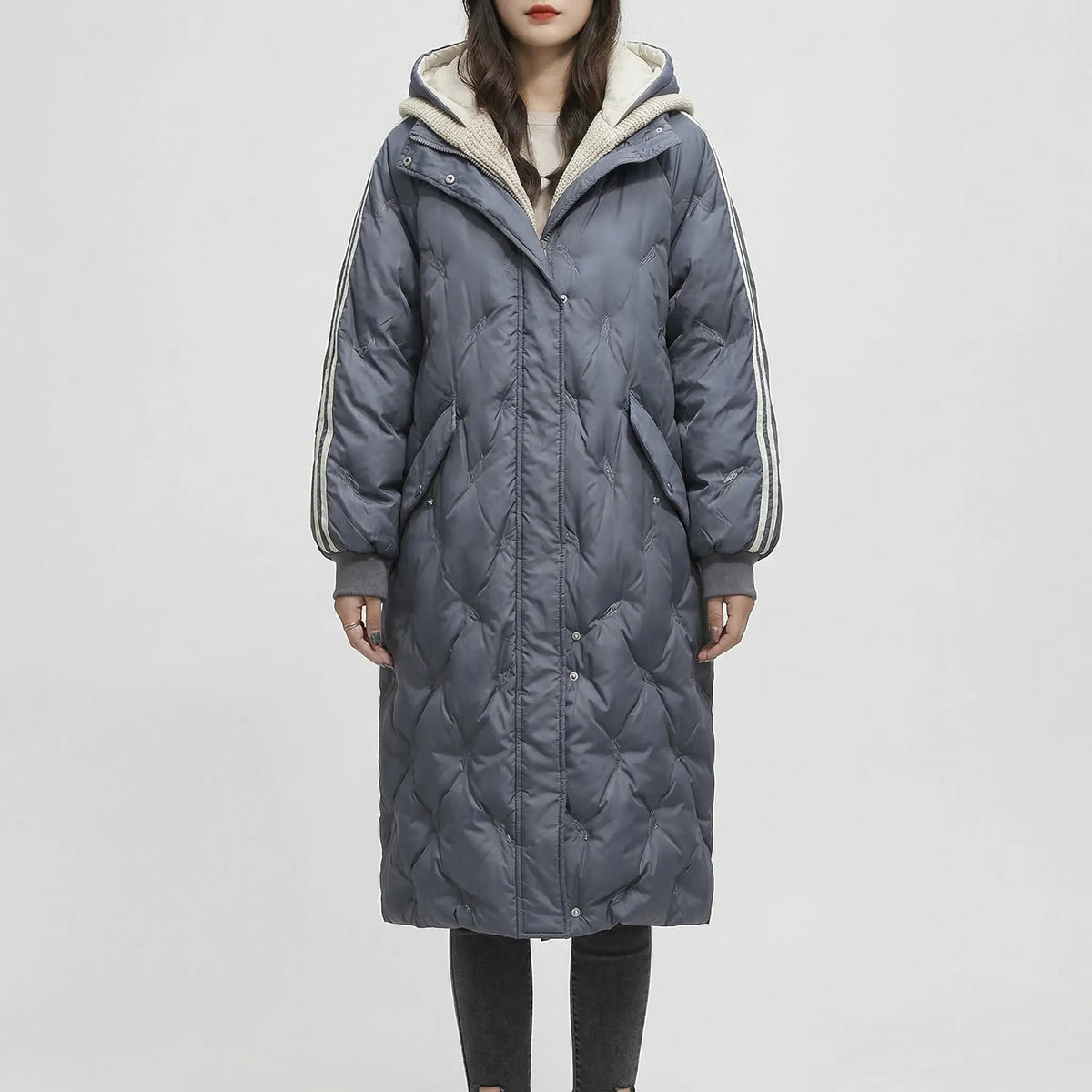 Doudoune oversize femme, manteau matelassé long à capuche