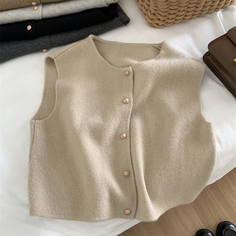 Gilet en laine mérinos sans manche pour femme
