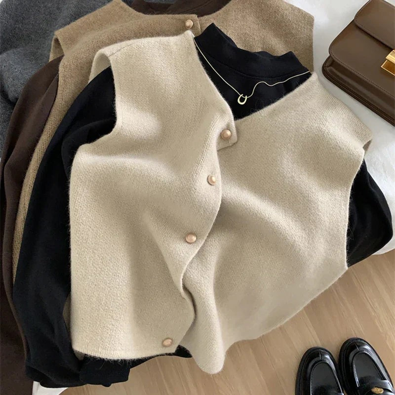 Gilet en laine mérinos sans manche pour femme