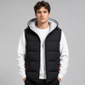 Gilet matelassé à capuche sans manches pour homme, Fermeture zippée